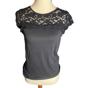 Others Follow Top with Lacy Shoulder Accents. Size Medium. 100% Cotton.